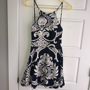 Navy and white opened back dress